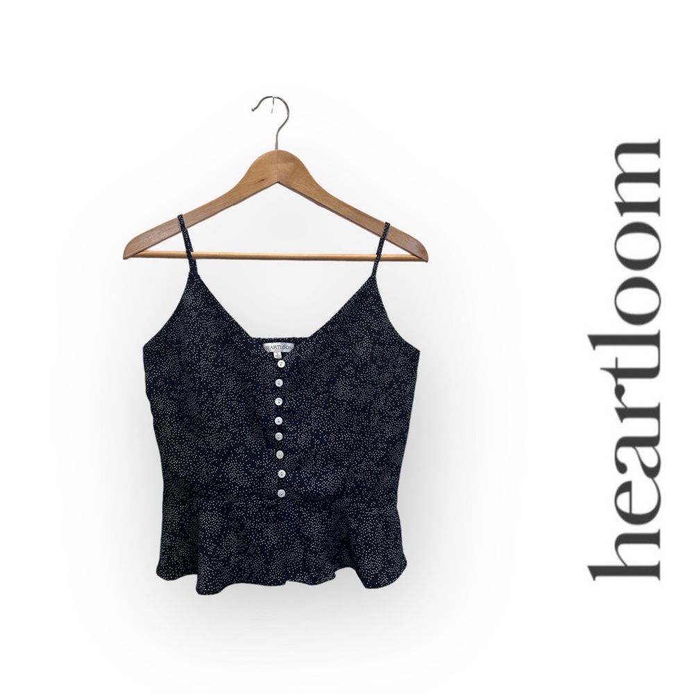 Heartloom Peplum Top in Navy, Size S, MSRP $40